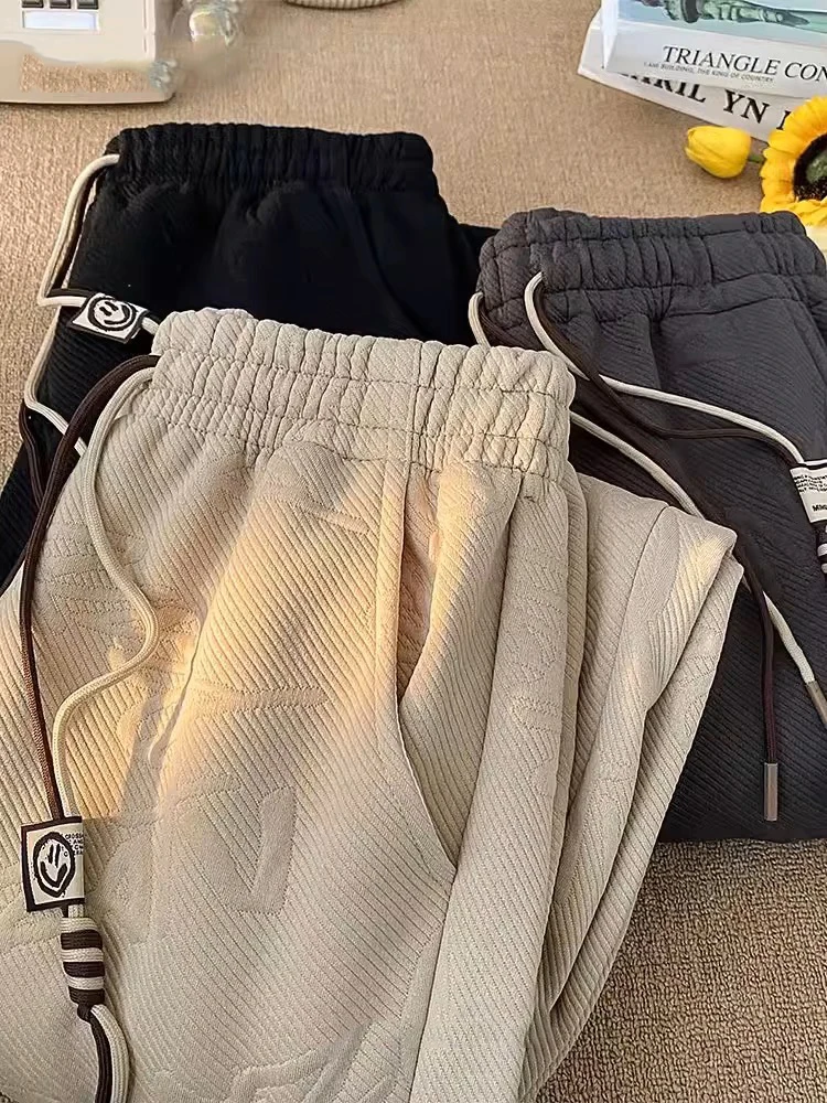 

Модные вязаные свободные повседневные спортивные молодежные осенне-зимние мужские брюки-девятки с манжетами для отдыха и уличного стиля