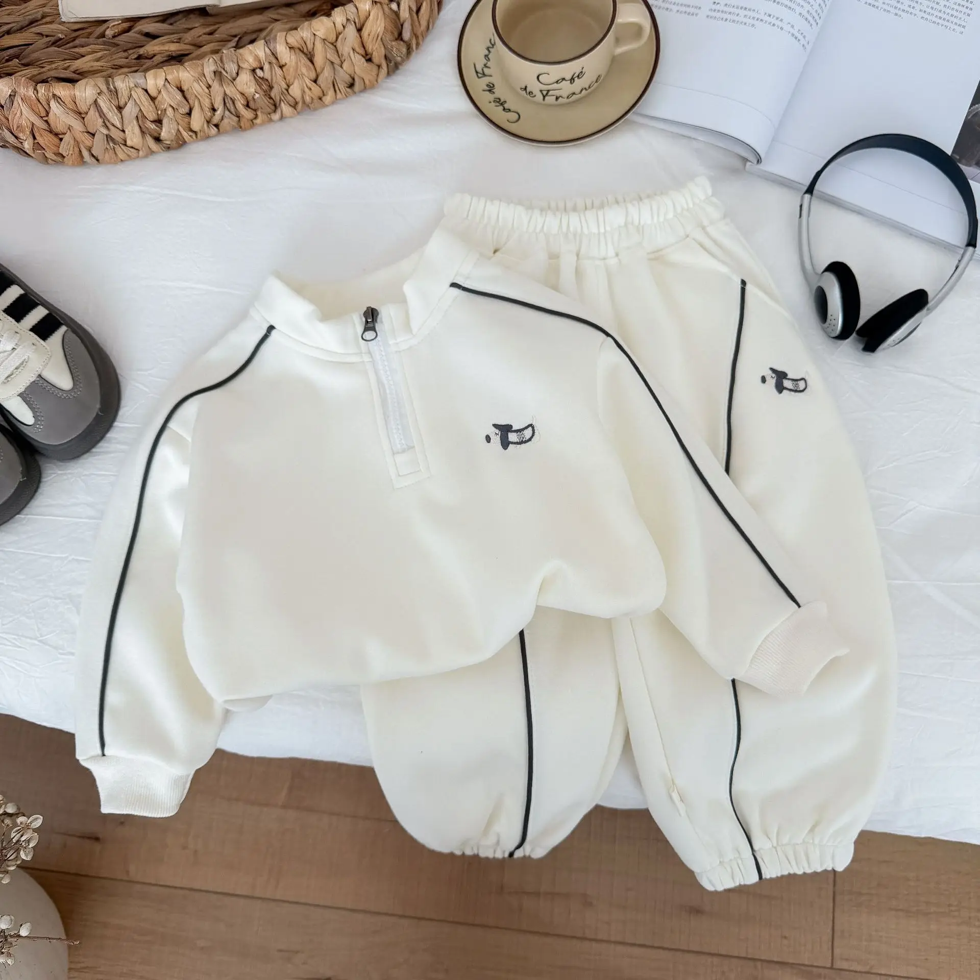 1-14 Jahre Kinderkleidungssets, neue Herbstkollektion, Jungen- und Mädchen-Langarm-Sweatshirts mit halbem Reißverschluss + Hosen, 2-teiliges Kinder-Trainingsanzug-Outfit – Detail 6