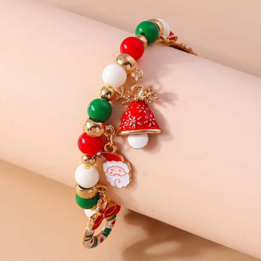Modische handgefertigte Perlenarmbänder mit Weihnachts-Mond- und Hirsch-Anhängern, Festgeschenke für Frauen und Mädchen, Festivalschmuckgeschenke – Detail 2