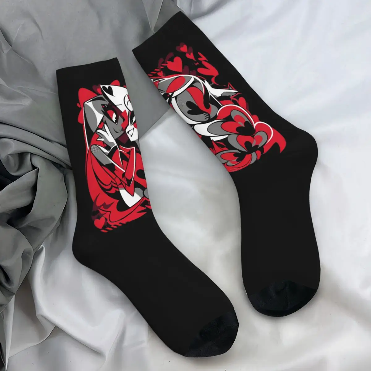 Hazbins Hotels Socks Angel and Husk Casual Stockings Autumn Non Slip Unisex Men Socks Comfortable Design Running Socks