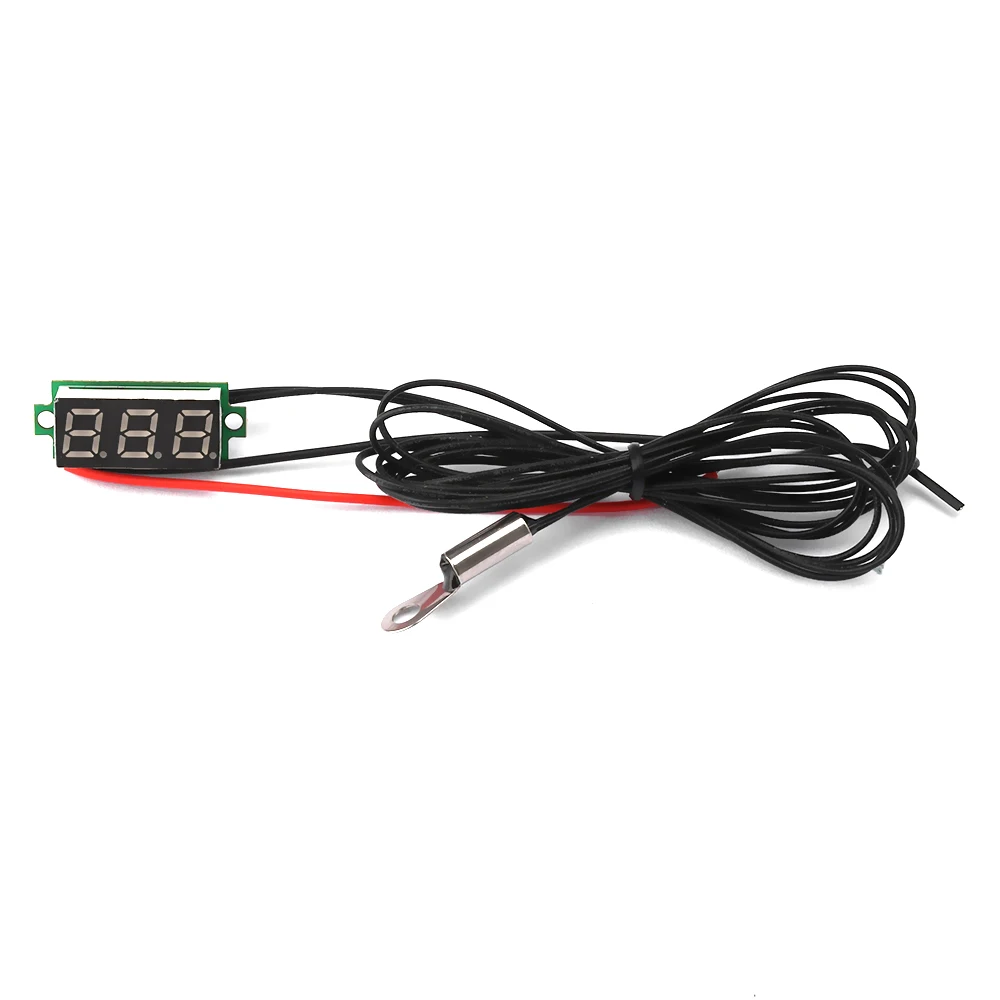 0,28 Zoll DC 4-28 V LED-Digitalthermometer -50 ~ 210 ℃ /-58~410 ℉ Temperatursensor-Detektor mit 1 m 100 K NTC-Sensor-Metallsonde
