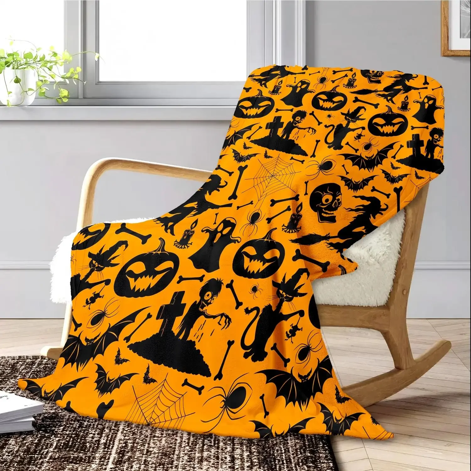 1 STÜCK Halloween-Thema Hexengeist Friedhof Neues Design Überwurfdecke Allerheiligen Geschenke für Couch Bett Auto Camping Ganzjahresgebrauch
