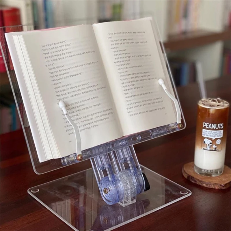 Adjustable Transparent Acrylic Tablet Stand Reading Book Holder 180 Degree Flat Bracket Support For Macbook Ipad Desktop Holder