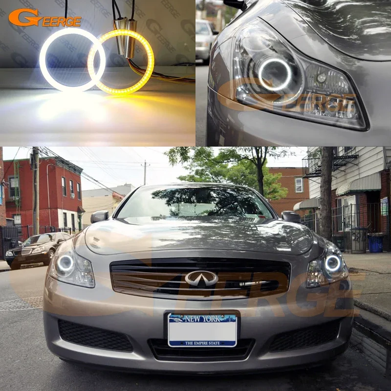 For INFINITI G35 G37 2007 2008 2009 Excellent Ultra Bright A/W Switchback Day Light Turn Signal LED Angel Eyes Kit Halo Rings