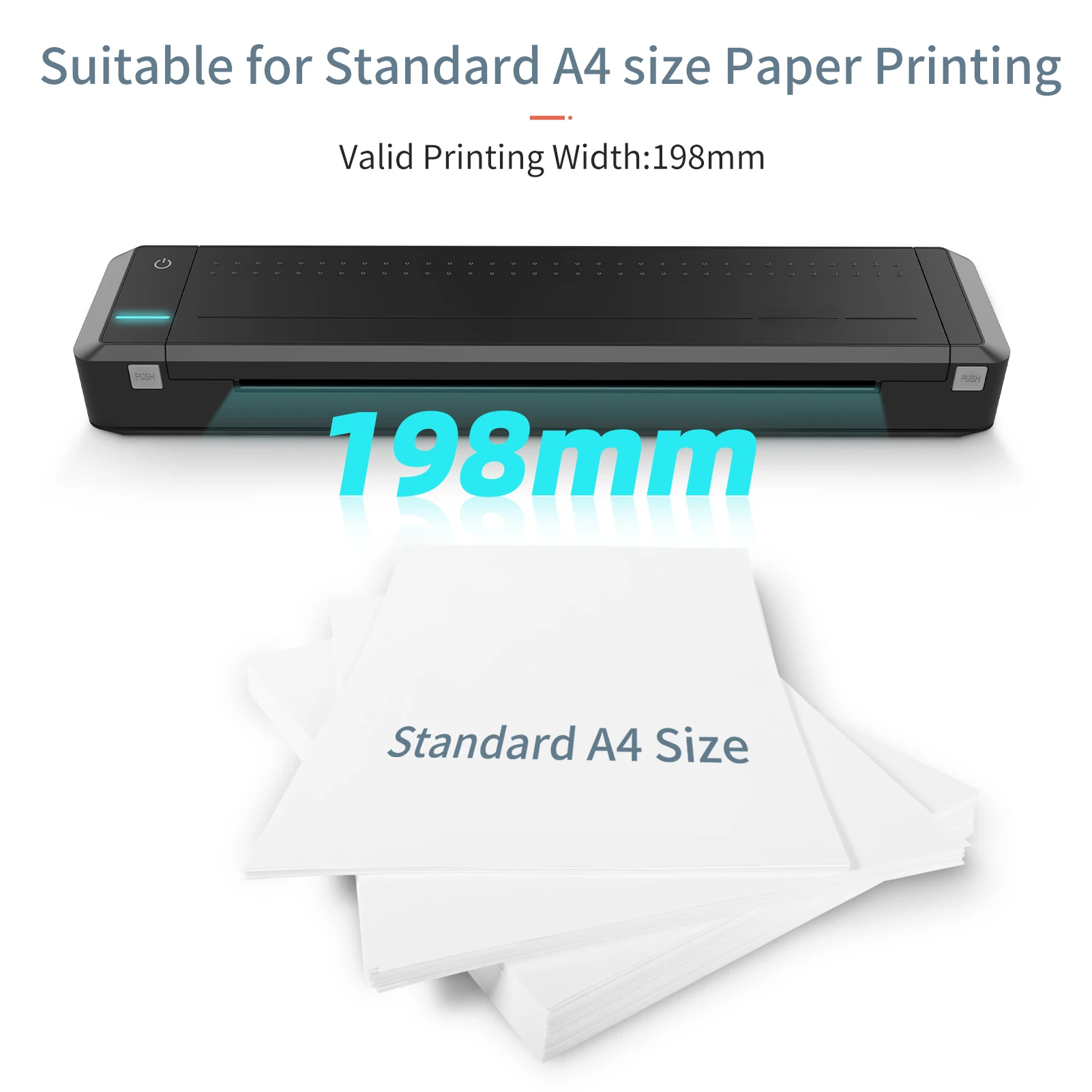 Wireless Portable A4 Printer Direct Thermal Transfer Printer for Contract Document PDF Word Photo Printing Office