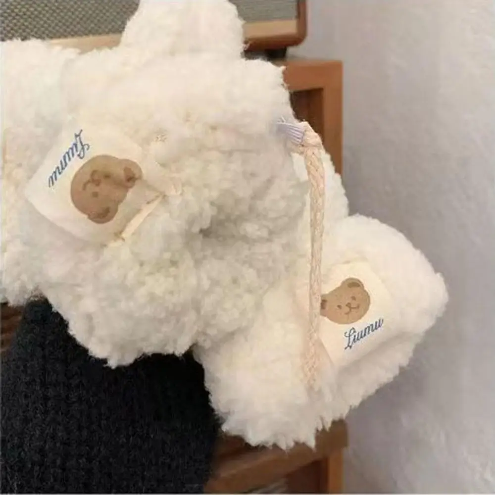 1 쌍 여성 귀여운 따뜻한 겨울 장갑 겨울 두꺼운 솜털 흰색 플러시 장갑 캐주얼 야외 승마 감기 보호 장갑