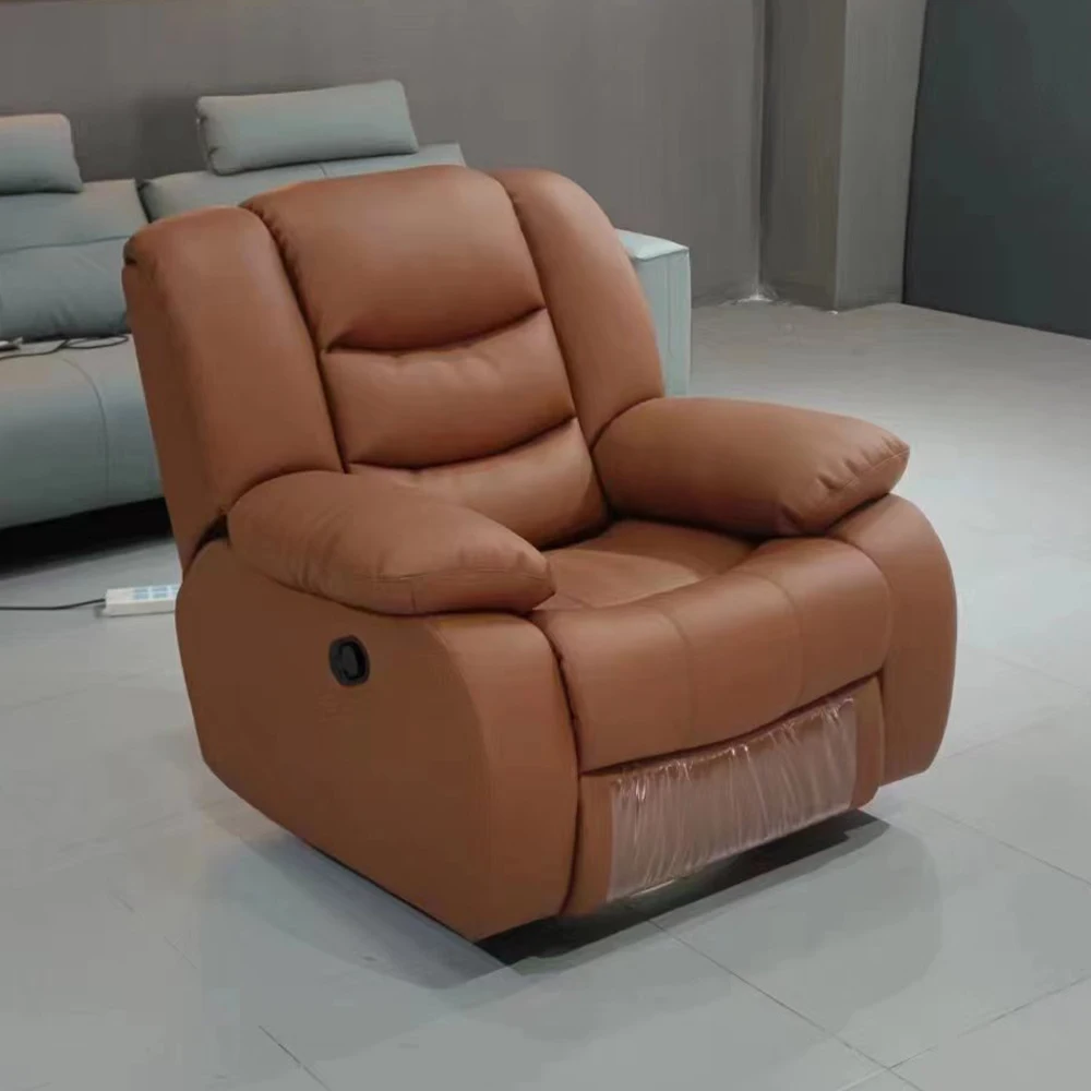 Linlamlim Electric / Manual Recliner Chair with Swivel, Rocking Functional, Genuine Leather Multifunctional Armchair Single Seat