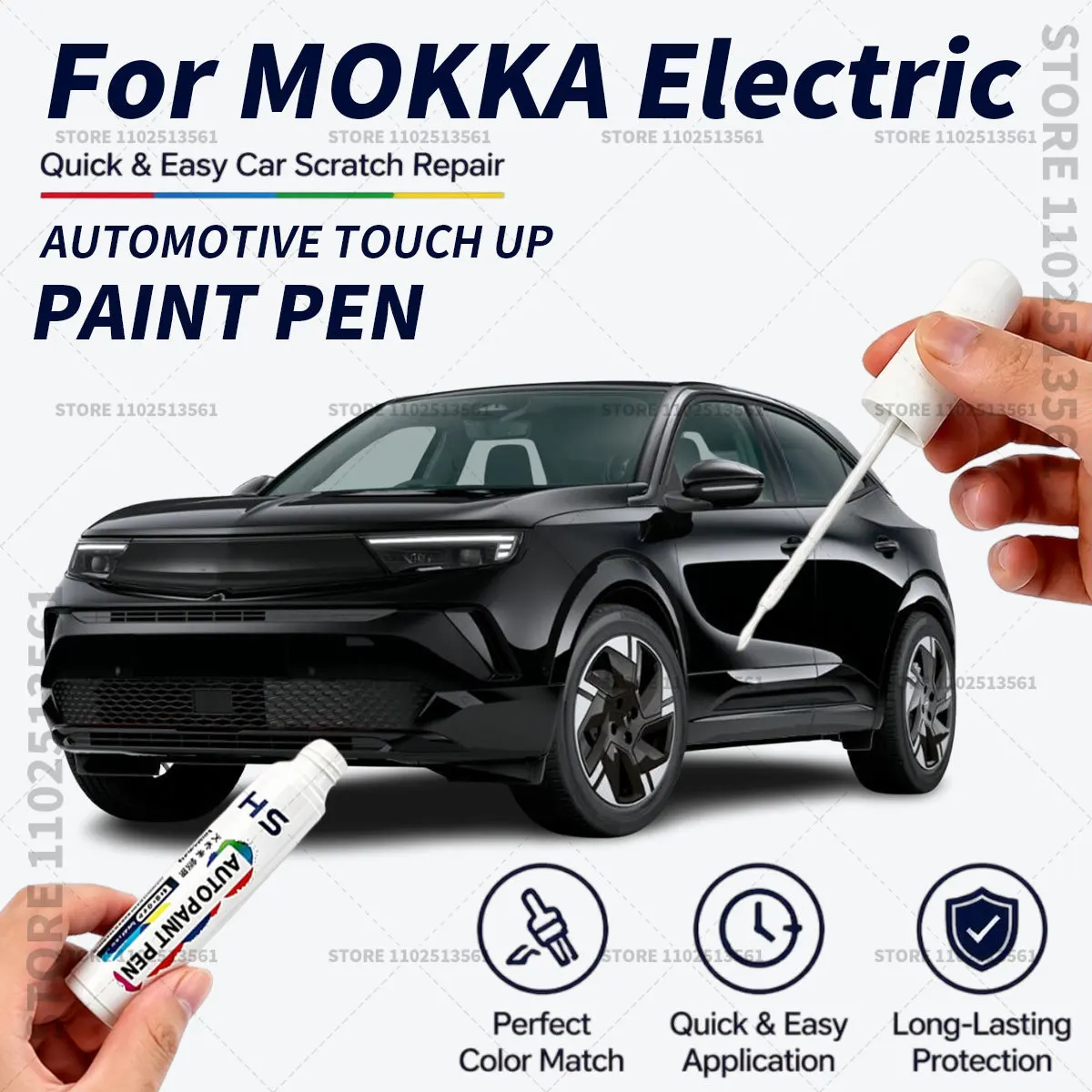 For OPEL MOKKA Electric Black Quick Dry Car Touch Up Paint Pen Auto Scratch Repair Brush for Paint Chips Scratches and Scuffs