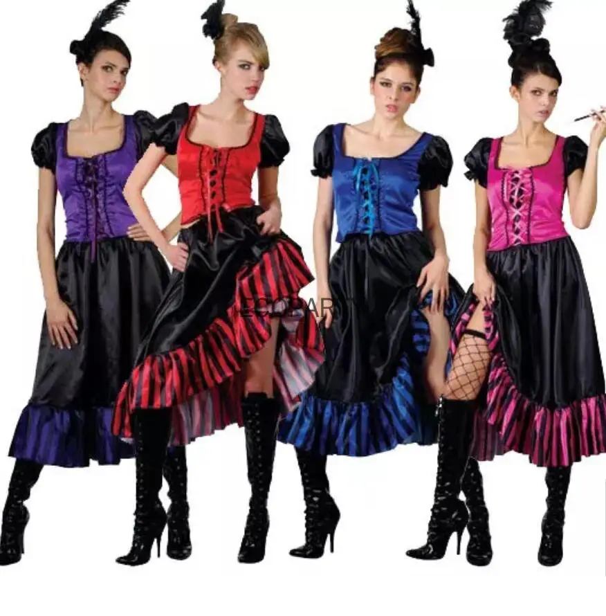 Czerwony może przebranie salonu pokaż kostium dziewczęcy Burlesque dziki zachód strój 4 kolory krowa dziewczyna Cosplay