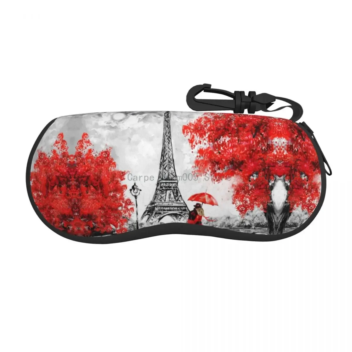 Glasses Case Landscape France Eiffel Tower Couple Portable Zipper   Unglasses Cover  Storage 