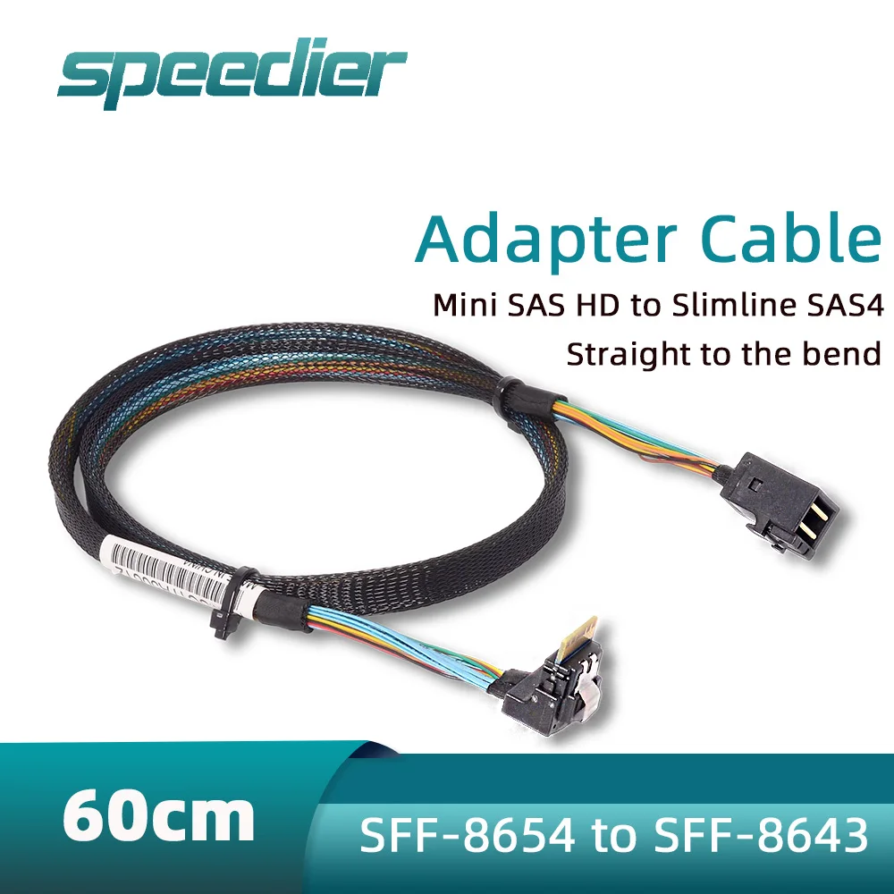 

SFF-8654 To MINI SAS HD SF-F8643 Data Cable 38PIN Motherboard 38P Slim SAS 4.0 for Server Switch Storage Rack Router 0.6m 60cm
