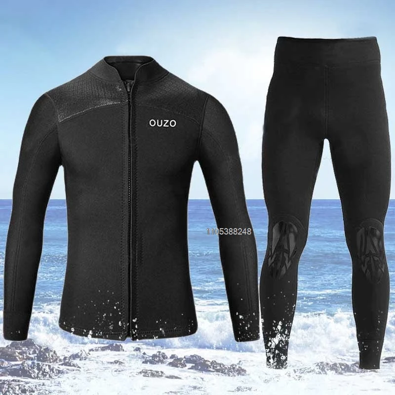 3MM Neoprene Wetsuit Men Diving Jacket Long Sleeve Snorkeling Coat Male Surfing Winter Jacket Fishing Thermal Swimwear