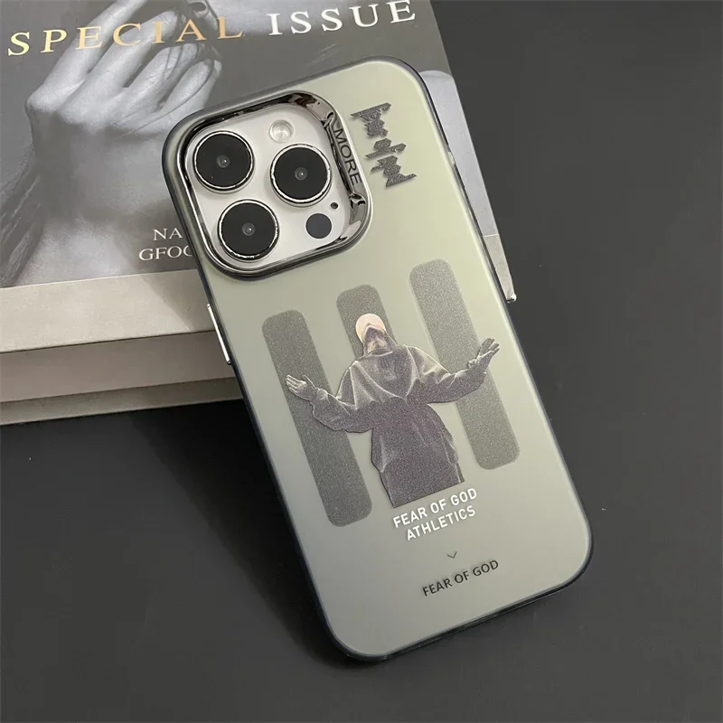 Gothic Streetwear Clear Phone Case For iPhone 15 14 13 12 11 Pro Max Plus XR XS X 8 7 SE2 Silicone Plating Lens Protective Cover