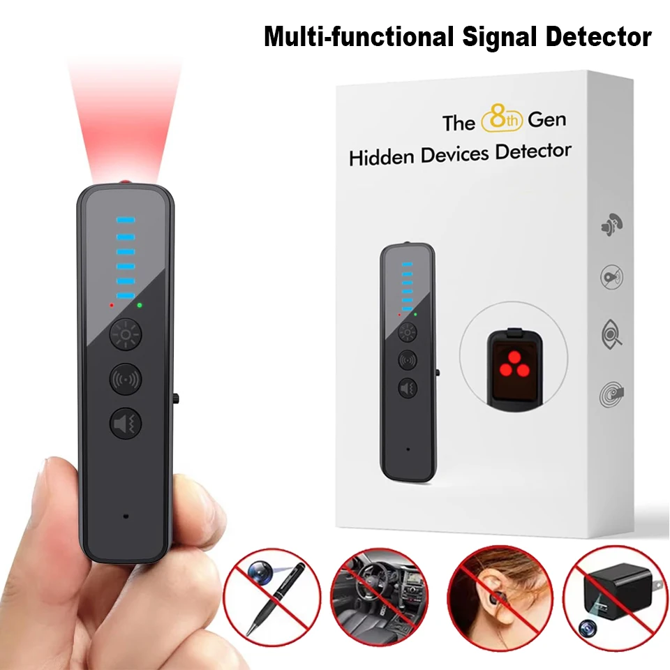 Latest High Sensitivity Anti Spy Detector Hidden Camera Finder RF Signal Magnetic GPS Tracker Detector for Car Hotel Travel Home