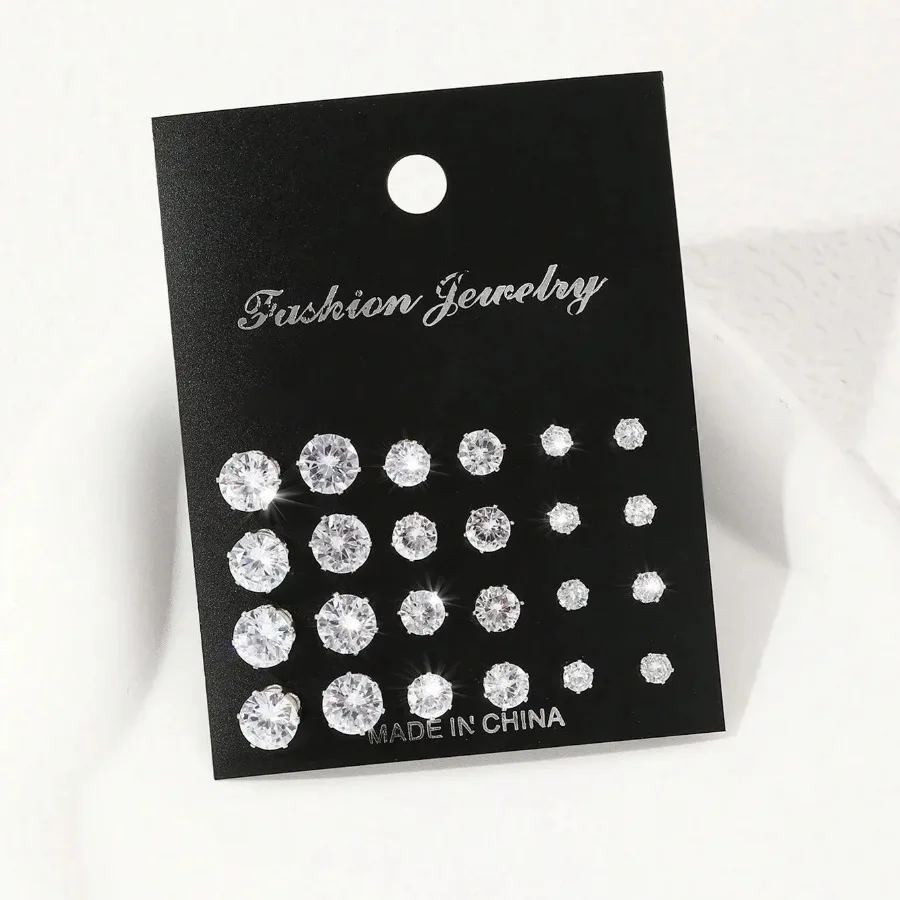 12 Pairs Of Luxurious, Simple, Shiny, And Caring Zirconia Decorative Earrings Are Suitable For Gifts To Parties, Multi-Piercing Cartilage Earrings for Men Women, Unisex Stackable Set