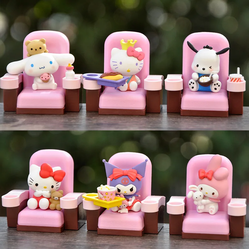 

6pcs Hello Kitty Toys Cute Anime Movie Scene KT Children's Doll Desktop Decoration Desktop Ornament Kawaii Girl Gift Wholesale