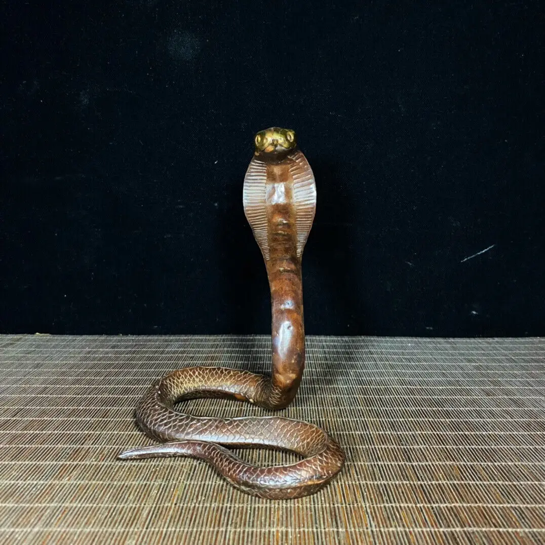 Collectible Antique Chinese copper Gilt handmade King Cobra statue