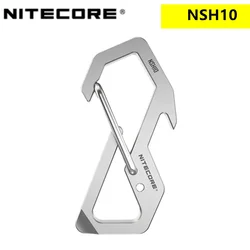 NITECORE-botón colgante NSH10, gancho a presión de titanio multiusos, figura de 8 hebillas, hebilla colgante, 45 grados, puerta de resorte elástico