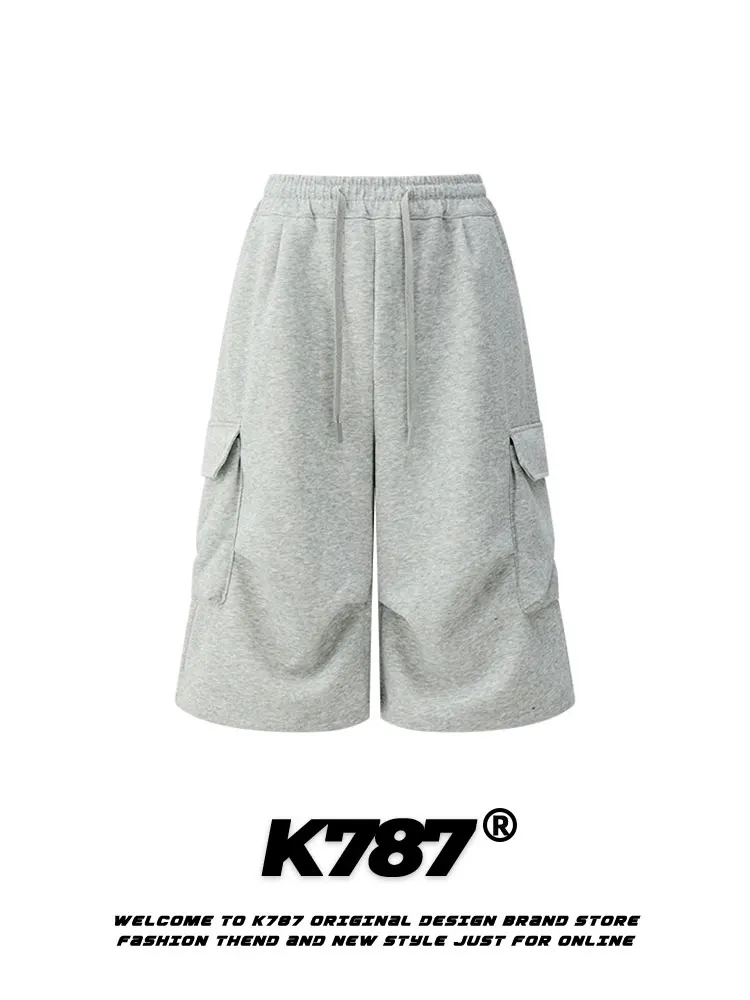 

K787 American Street Style Multi-Pocket Seven-Foot Straight Leg Sweatpants Unisex Sport Casual Lazy Street Dance Shorts