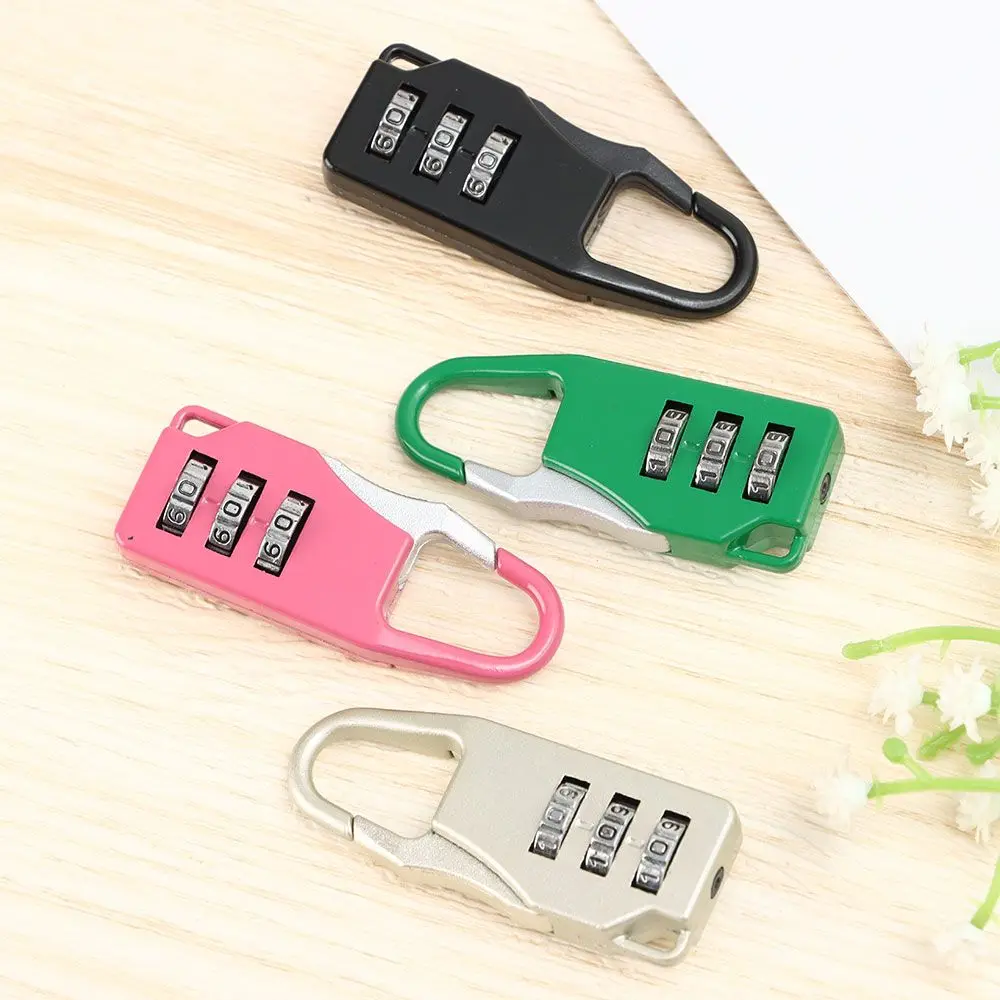 Durable 3 Digit Combination Lock Bags Padlock Password Locks Zipper Padlock Backpack Baggage Anti-theft Lock