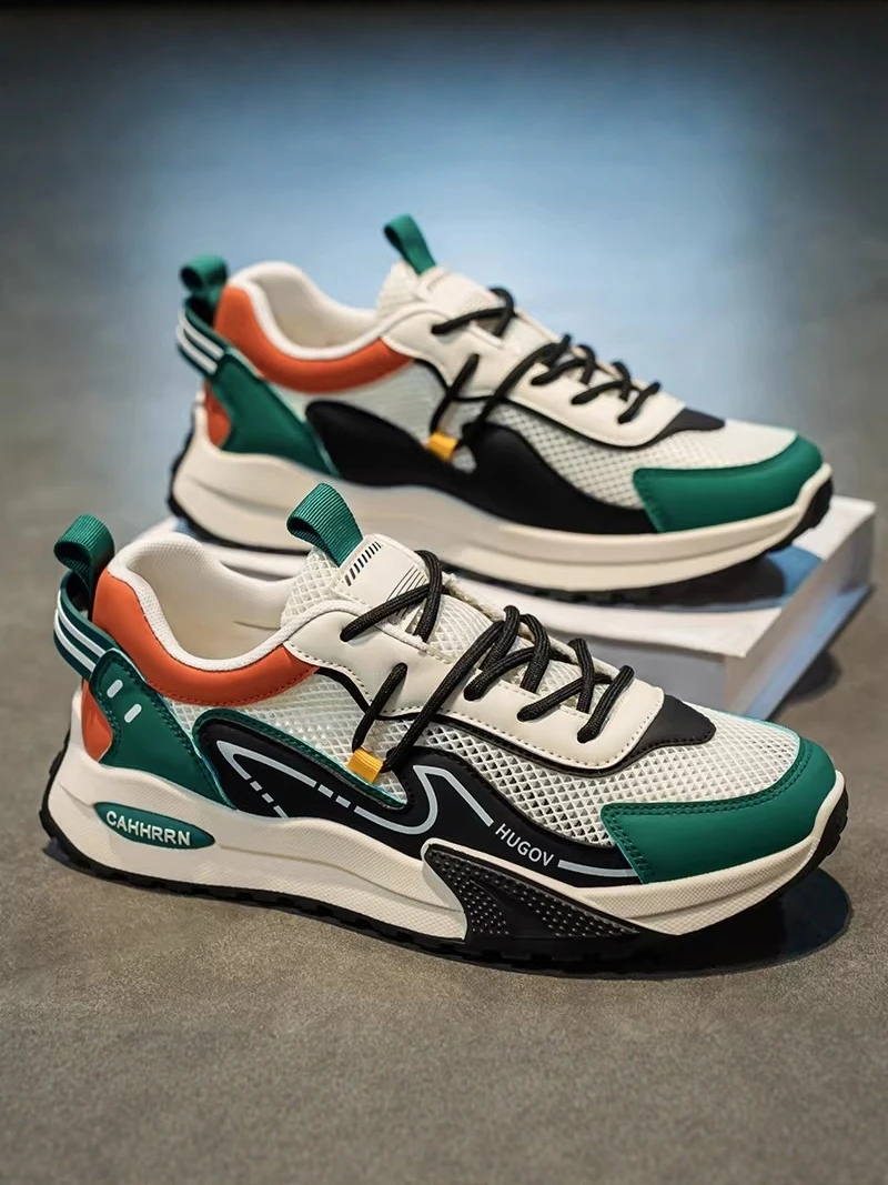 

Men's Breathable Anti-Slip Sports Shoes Summer New Style Net Cloth Casual Fashionable Dad Shoes for Youth Students Gao Fan