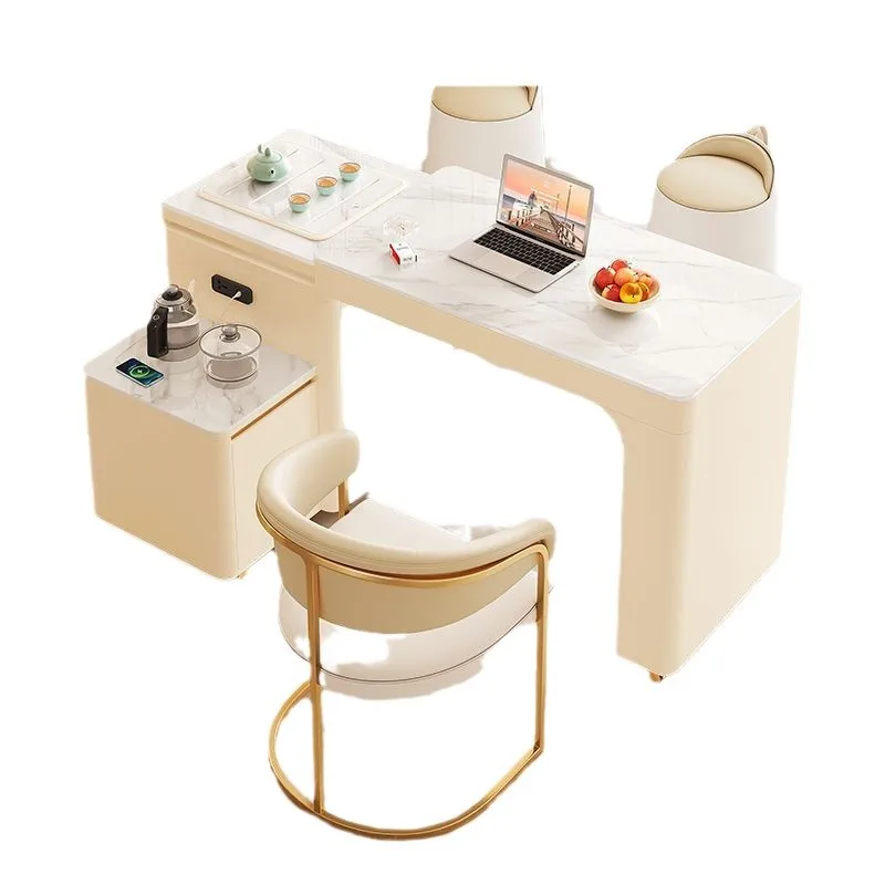 retractable rotating cream wind, rock slab small tea table, small apartment balcony, tea table and chair combination movable
