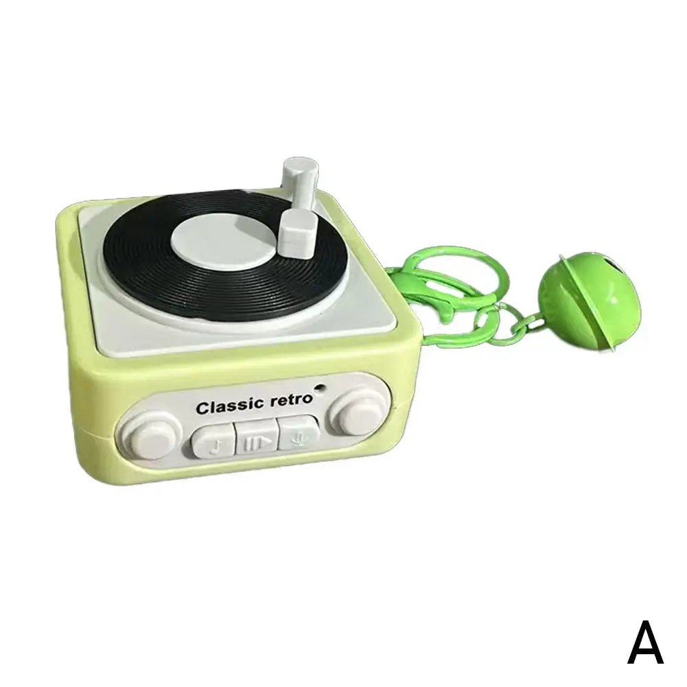 Record Player Recording Sound Keychain Phonograph Mini Ornament Recording Fun Decoration Desktop Music Cute Box M7G5