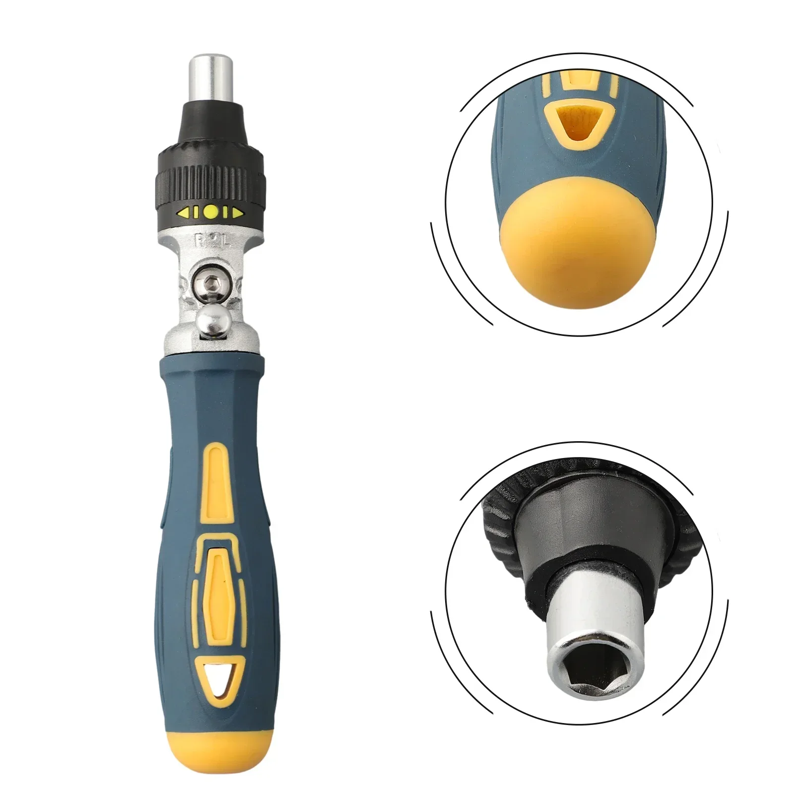 1pc 180 Degree Rotate Ratchet Screwdriver Handle Multi Angle Corner Capable Multifunctional Screwdriver Head Hand Repair Tool