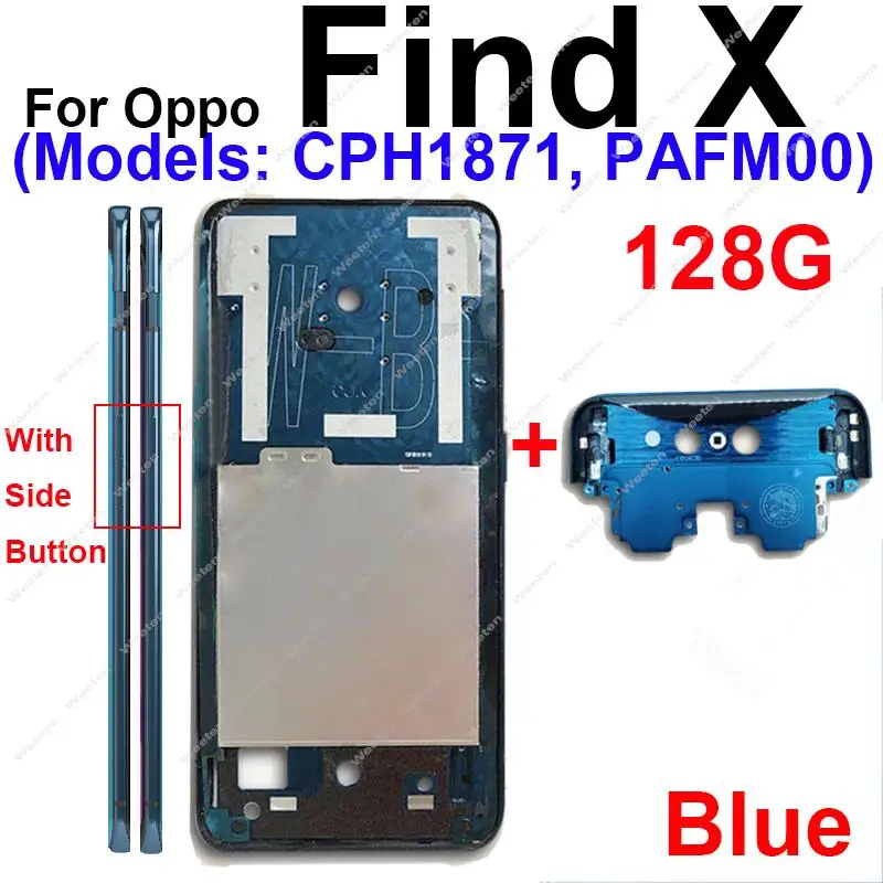 LCD Front Frame Housing Bezel Cover Case For OPPO Find X Middle Frame with/without Lifting Cover Side Buttons Replacement