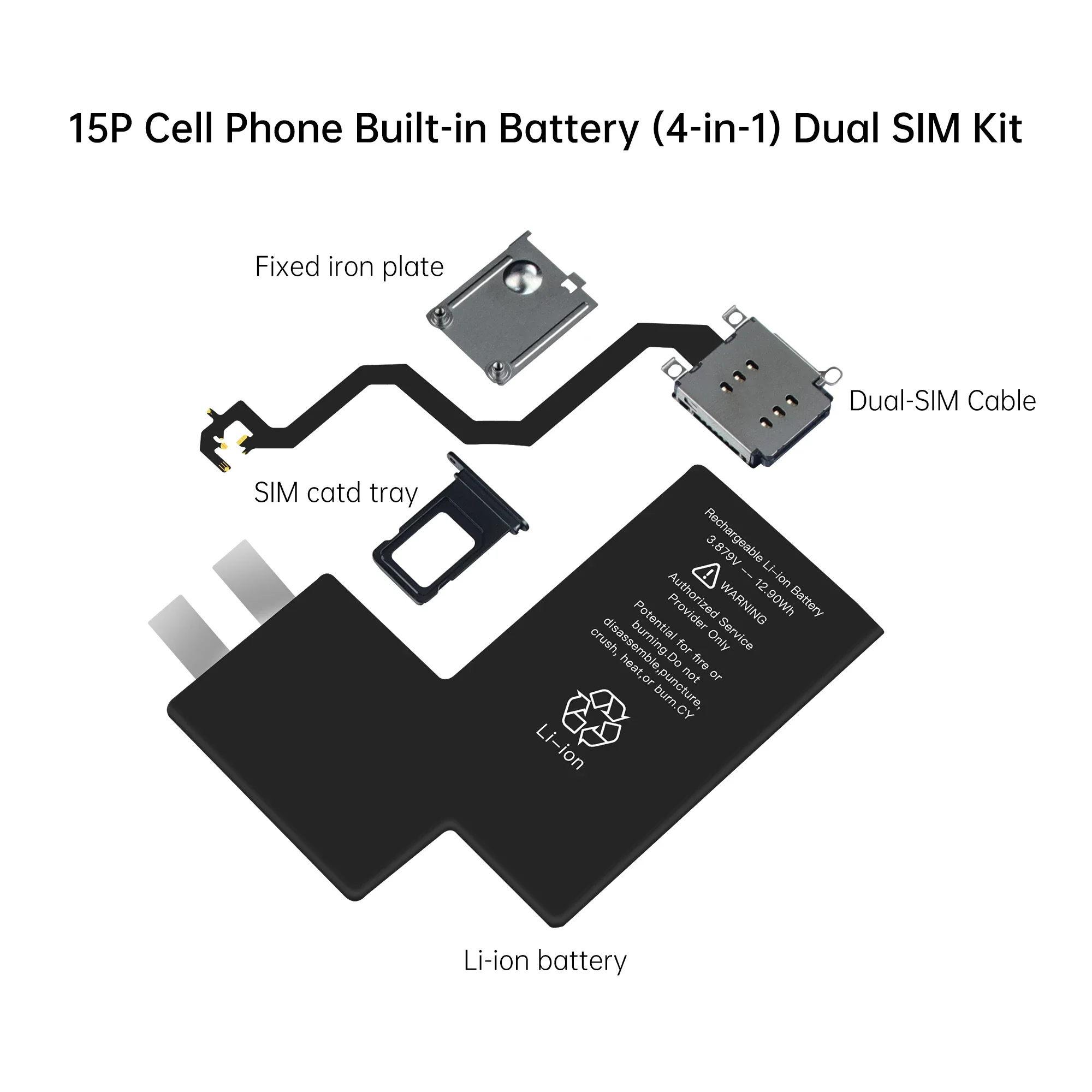 15PRO/15PROMAX built-in battery 4 in 1 dual card slot flexible cable, SIM tray, no SIM card to change dual card solution