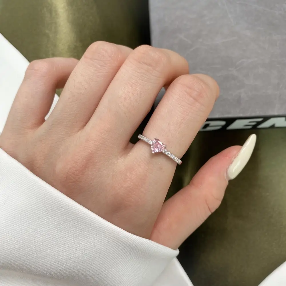 S925 Sterling Silver Ring for Women in Europe and America, Luxury and Simple Love Carat Imitation Diamond Ring Jewelry