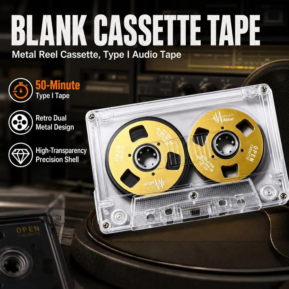 Reel To Reel Blank Cassette Tape 50 Minutes Normal Bias Double Sided Metal Sound Recording Cassette Tape With Transparent Box