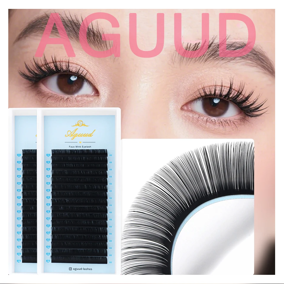 

AGUUD 16 Rows Russian Volume Eyelash Extensions Matte Black Cashmere Handmade C CC D DD Individual Eyelash Extensions for Beauty