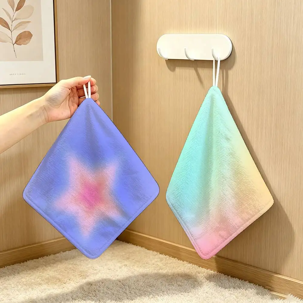 Gradient beauty  Hanging Style Hand Wiping Towel Polyester Cotton Anti-fade For Indoor Kitchen Living Room