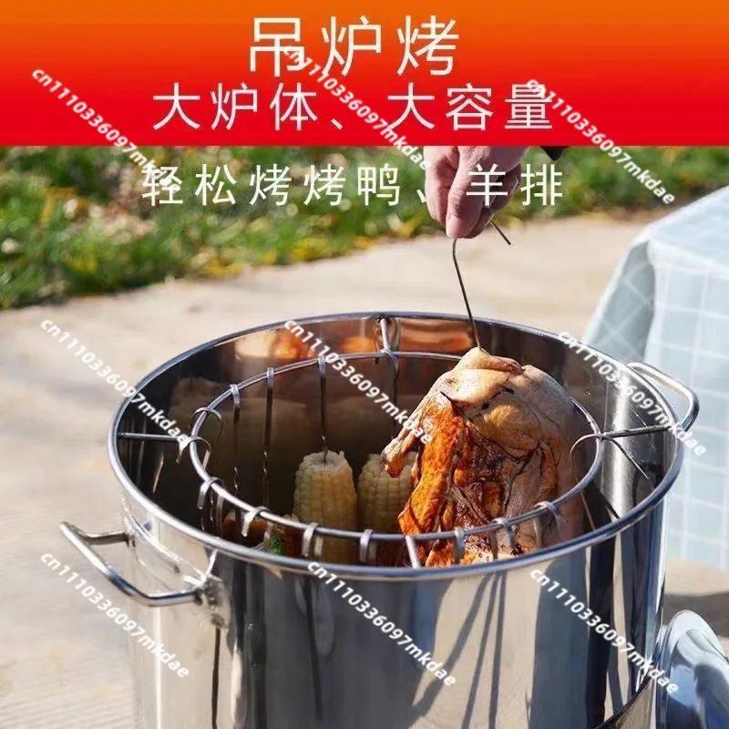 household stainless steel grill bucket outdoor skewers, lamb chops charcoal indoor smokeless grilled chicken