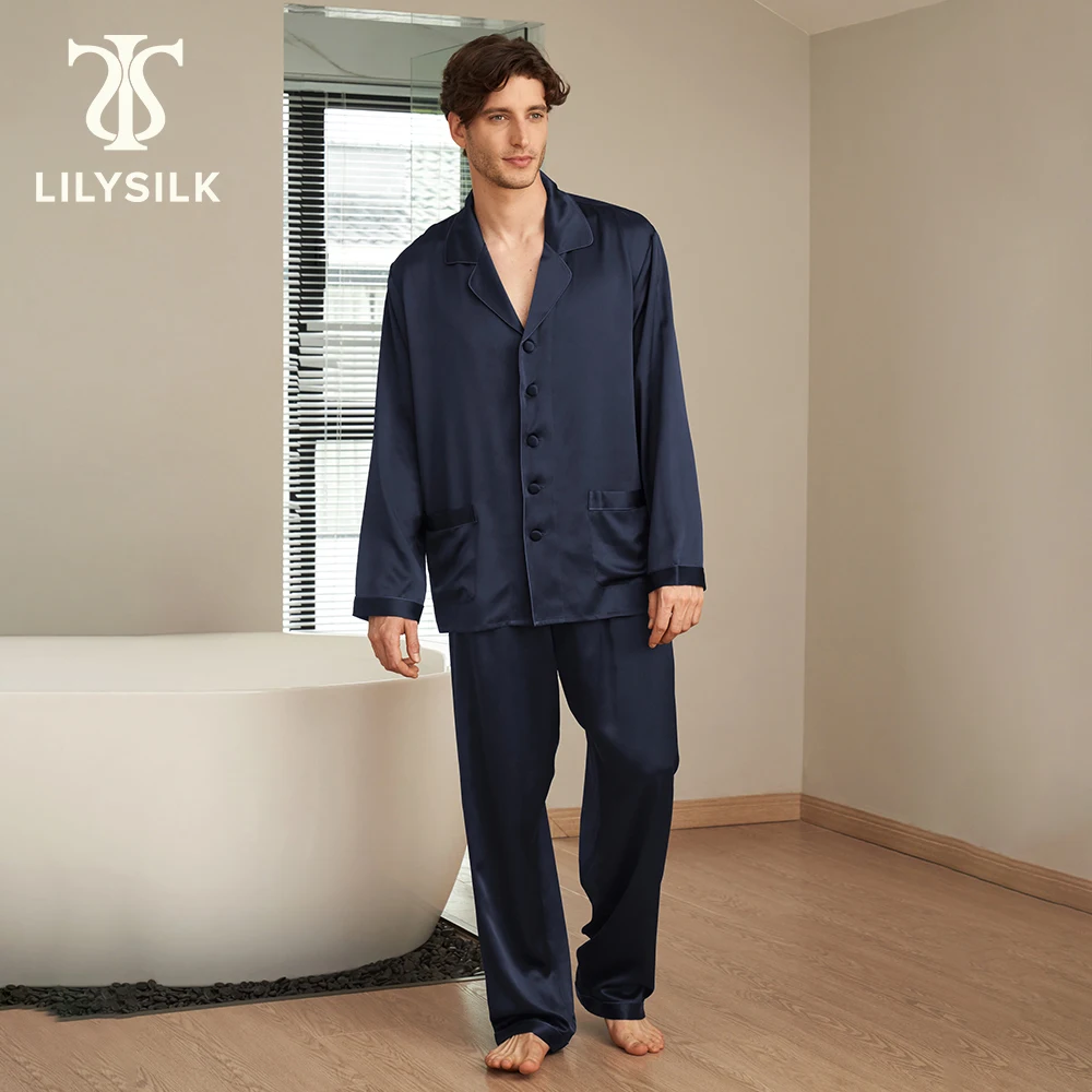 LILYSILK 100 Silk Pajamas Set Men Long 22 momme Luxury Natural Mulberry Silk Men\'s Clothing Free Shipping