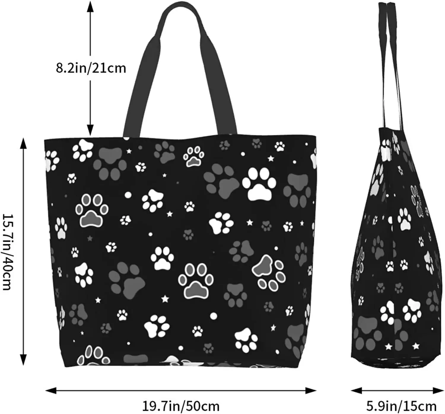 Dog Paw Tote Bag for Women Large Paw Print Bags Portable Beach Bag Reusable Grocery Bags Waterproof Shoulder Handbag