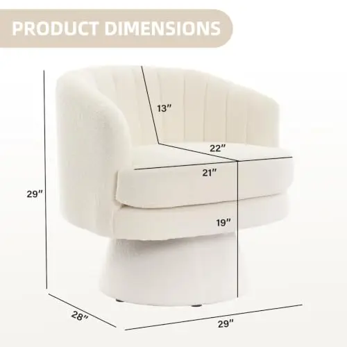 Swivel Accent Chair with Armrest, Modern 360 Degree Swivel Barrel Chair with Curve Back and Soft Cushion,Comfy Round