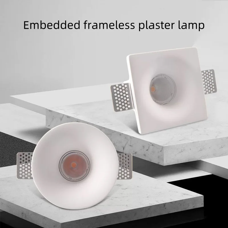 Gypsum LED Spotlight Embedded No Main Lamp Ceiling Living Room Household Anti-Glare Round Square Downlight