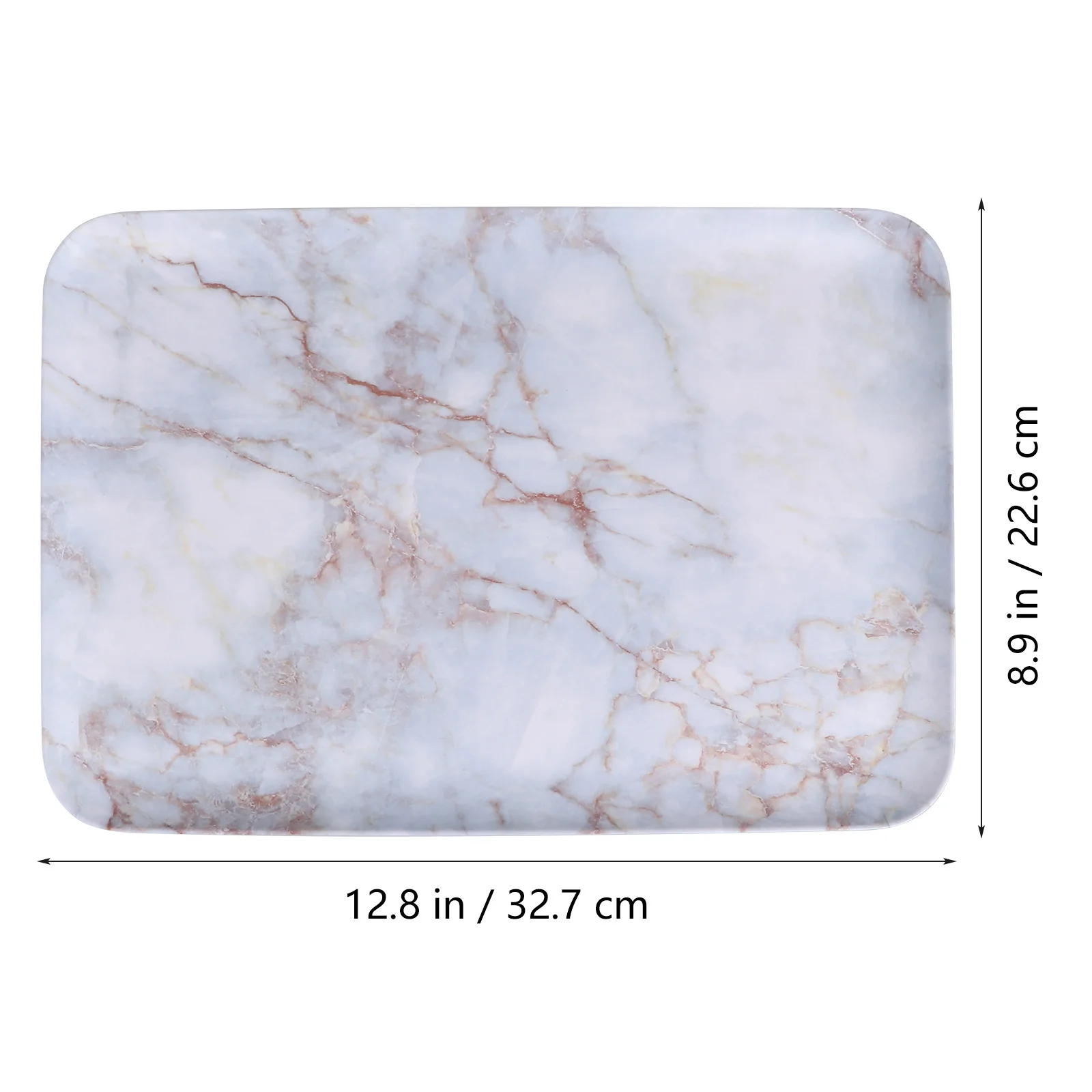 

1pc Melamine Marble Texture Tray Storage Serving Dish For Home Tea Display Stackable Design Melamine Tray