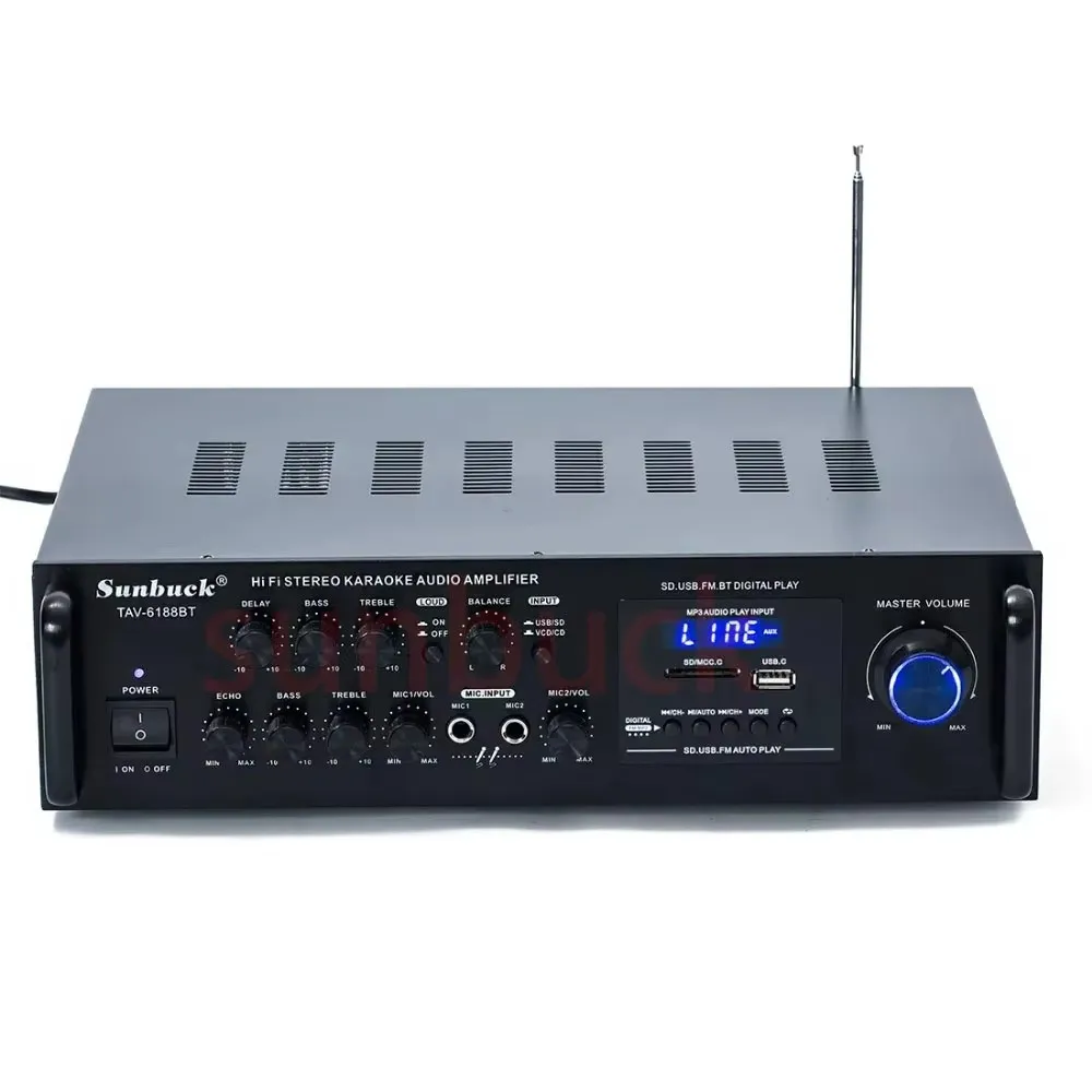 SUNBUCK 6188BT 2.1 300W High Power SD USB FM Bluetooth Remote Control AV Amplifier Home Sound Amplifier Audio