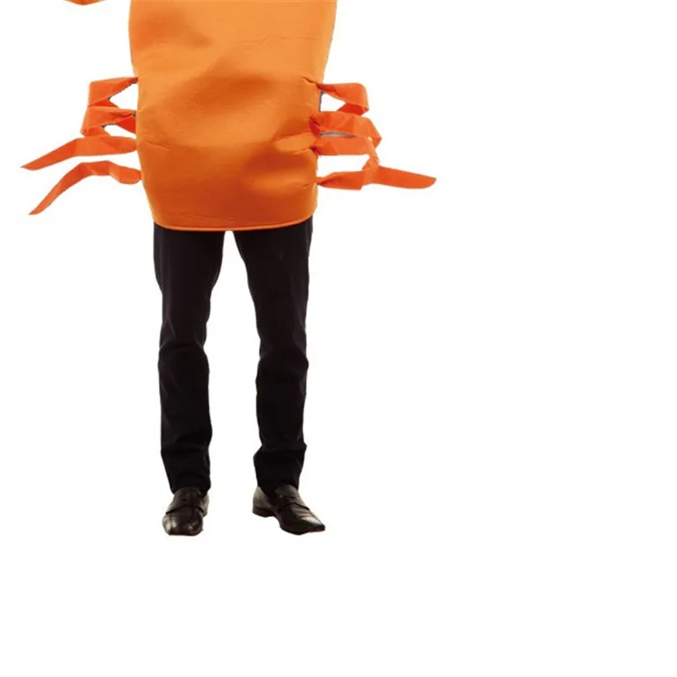 재미있는 오렌지색 코스프레 게 의상 카니발 코스프레 공연 의상 가장무도회 소품