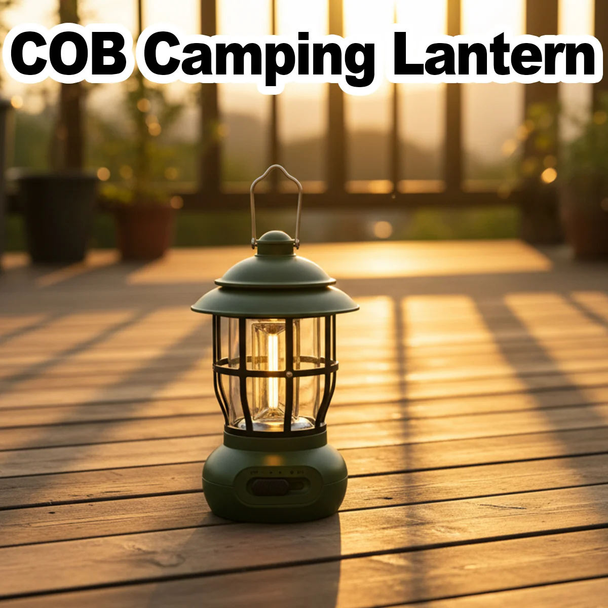 Vintage Camping Lantern Army Green Rechargeable Stepless Dimming LED Outdoor Lamp Portable Nightlight Hiking Camping Equipment