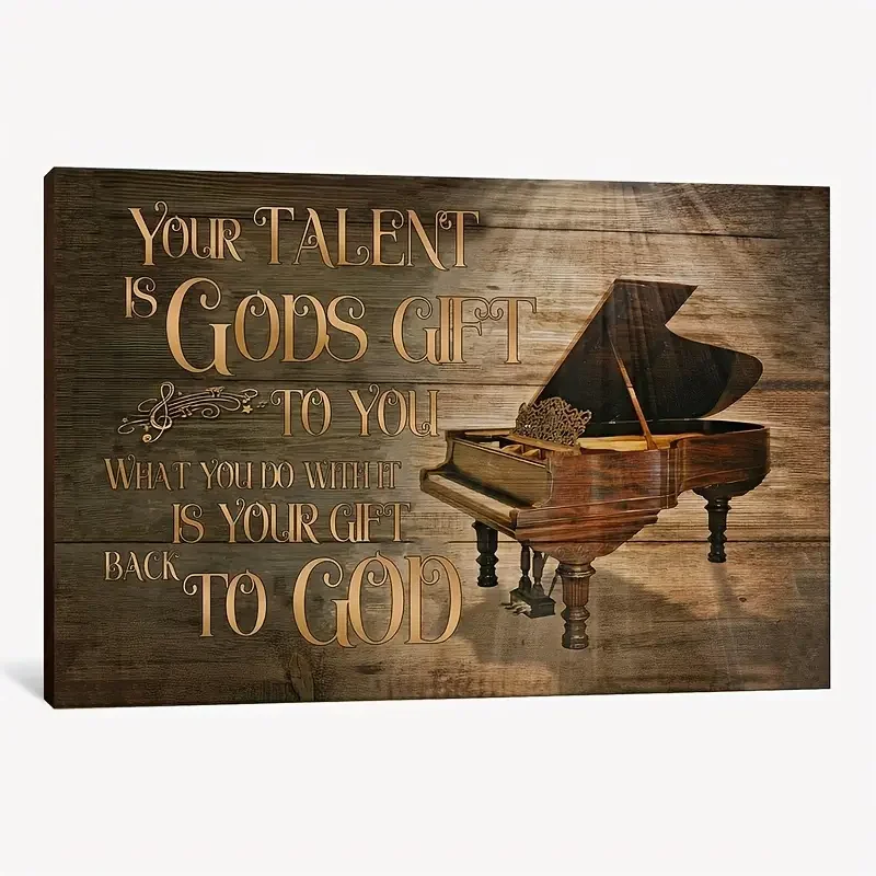 1pc Your Talent Is Gods Gift Piano Canvas Prints Bible Verse Wall Art Christian Home Decor No Frame