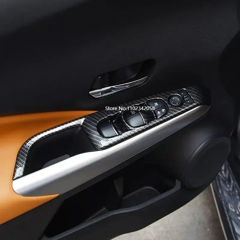 For Nissan Kicks 2017 - 2021 ABS Central Middle Air AC Panel / Inner Door Handle Bowl Cover Trim Carbon Fiber Look Accessories