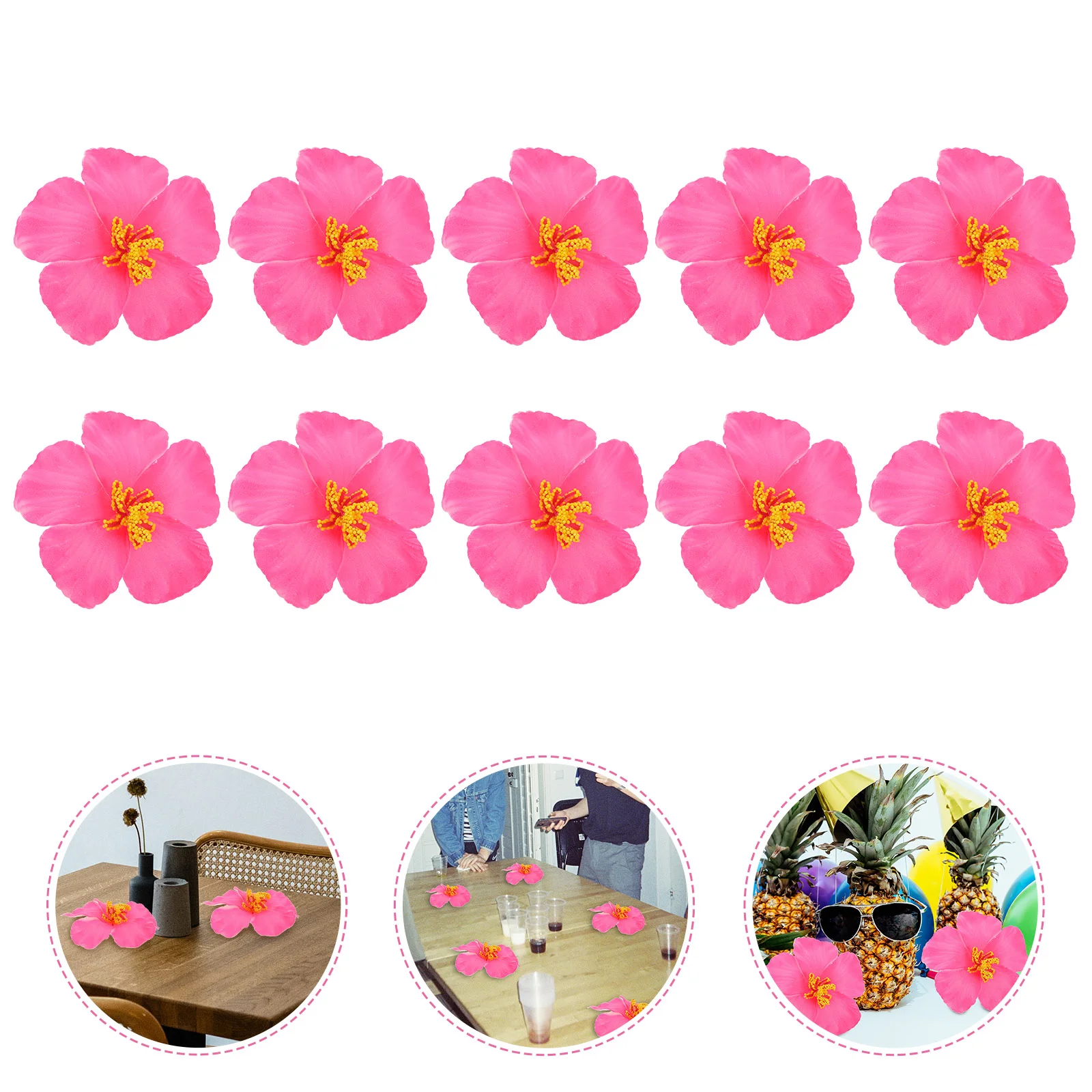 Artificial Hibiscus Flower Party Fake Blossom Decor Faux Pink Eucalyptus Garland