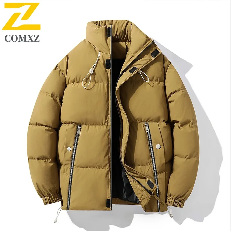 

COMXZ Men Padding Coat Classic Minimalist Windproof Cold Proof Snow Ski Bread Jacket Loose Streetwear Cotton Padded Jacket