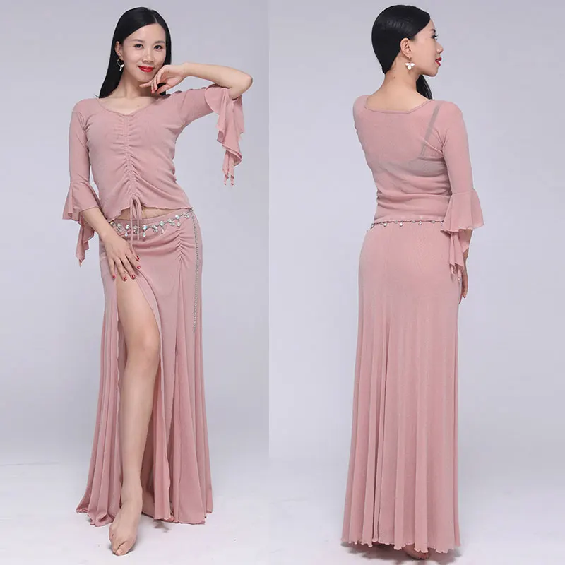 women-2pcs-elegant-bellydance-crop-top-long-skirt-set-belly-dance-practice-yoga-class-lesson-wear-set-clothes-training-outfit