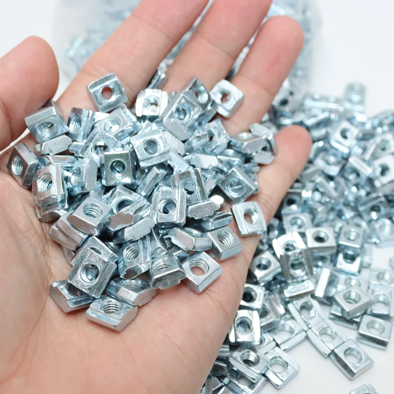 100 Stück T-Block Vierkantmutter M3 M4 M5 M6 M8 T-Schlitten-Hammermutter für 3D-Drucker 2020 3030 4040 4545 Aluminium-Verbindungsprofil