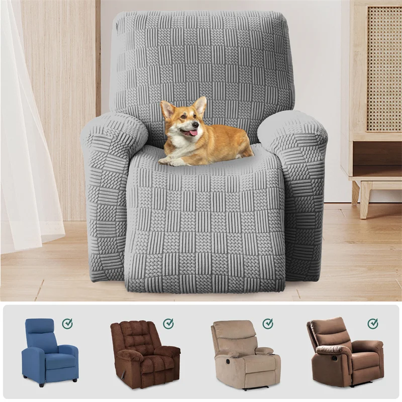 4Pcs Split Thicken Recliner Chair Cover Elastic Jacquard Single Sofa Covers Lazy Boy Chair Slipcovers Stretch Armchair Protector